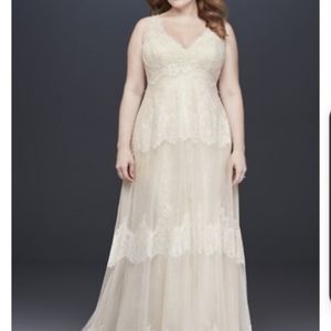 Melissa Sweet vneck lace band aline dress. Size 14. Only worn for try ons.